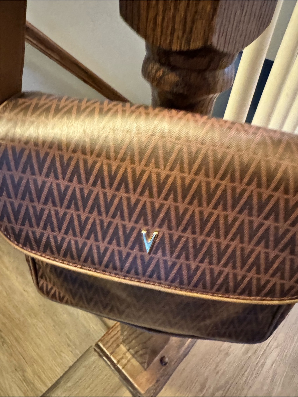 Mario Valentino Monogram Brown Flap Bag